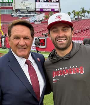 Baker Mayfield with Chris Myers